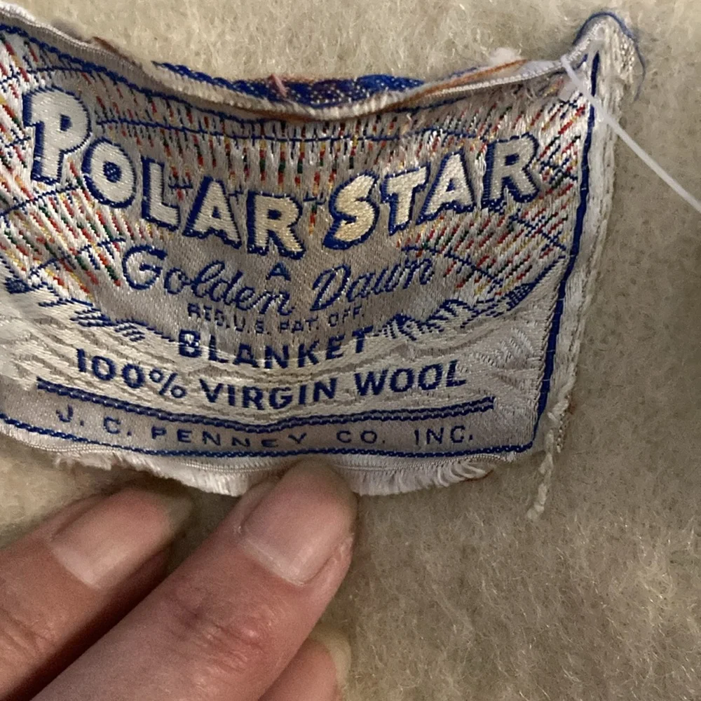 Vintage 4‎ color stripes wool blanket. Jc pennys Polar Star Golden Dawn bag b45